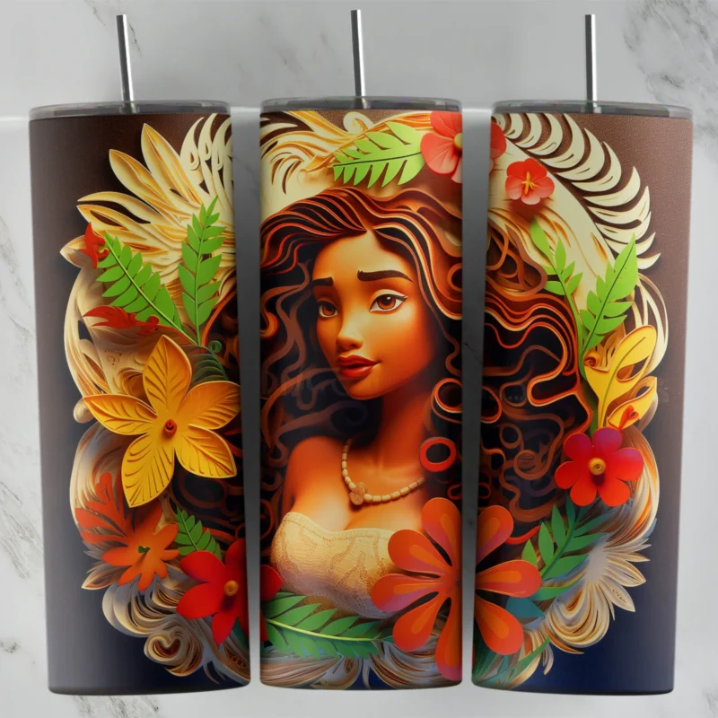 3D Inflated Moana 2 20 oz tumbler sublimation wrap