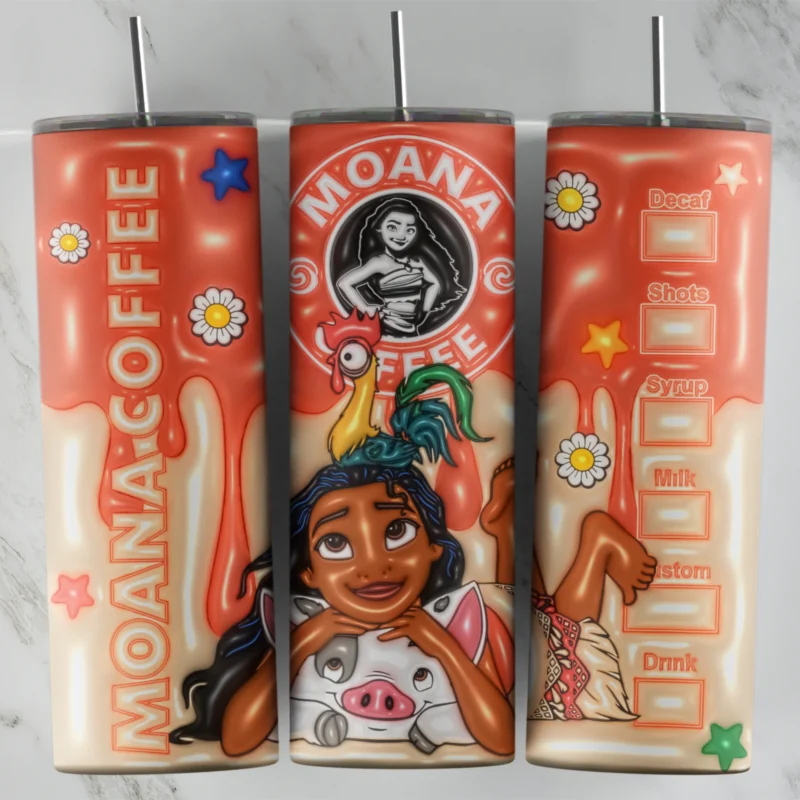 3D Inflated Moana 20 oz tumbler sublimation wrap