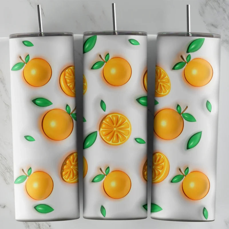 3D Inflated Orange 20 oz tumbler sublimation wrap
