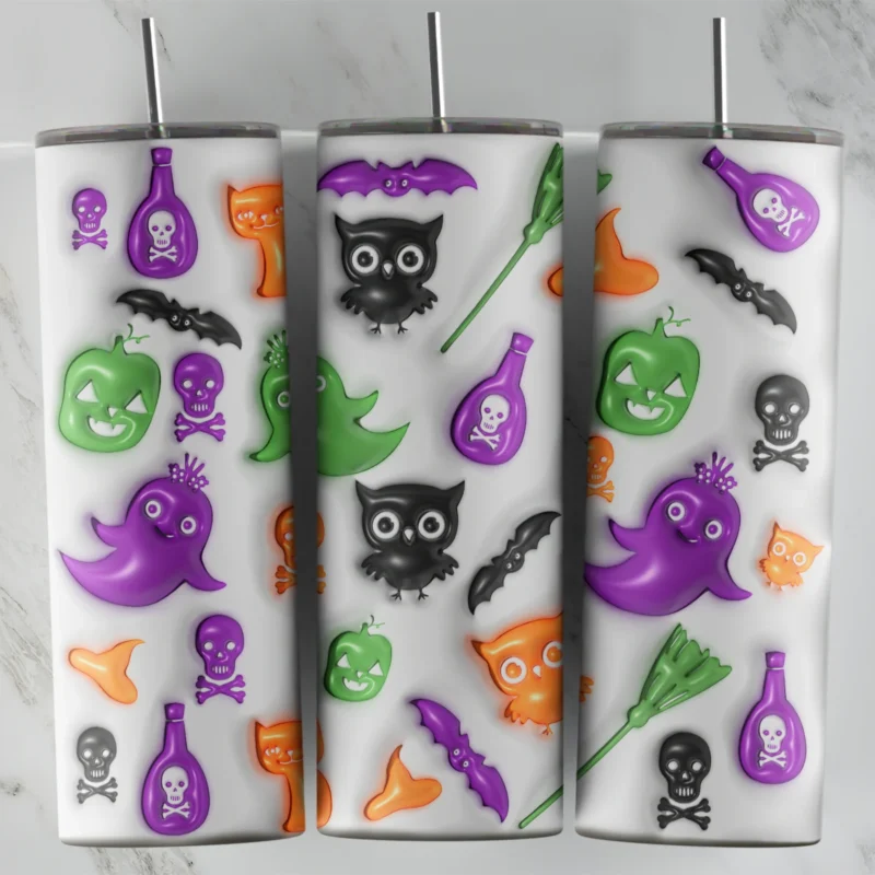 3D Inflated Owl 20 oz tumbler sublimation wrap