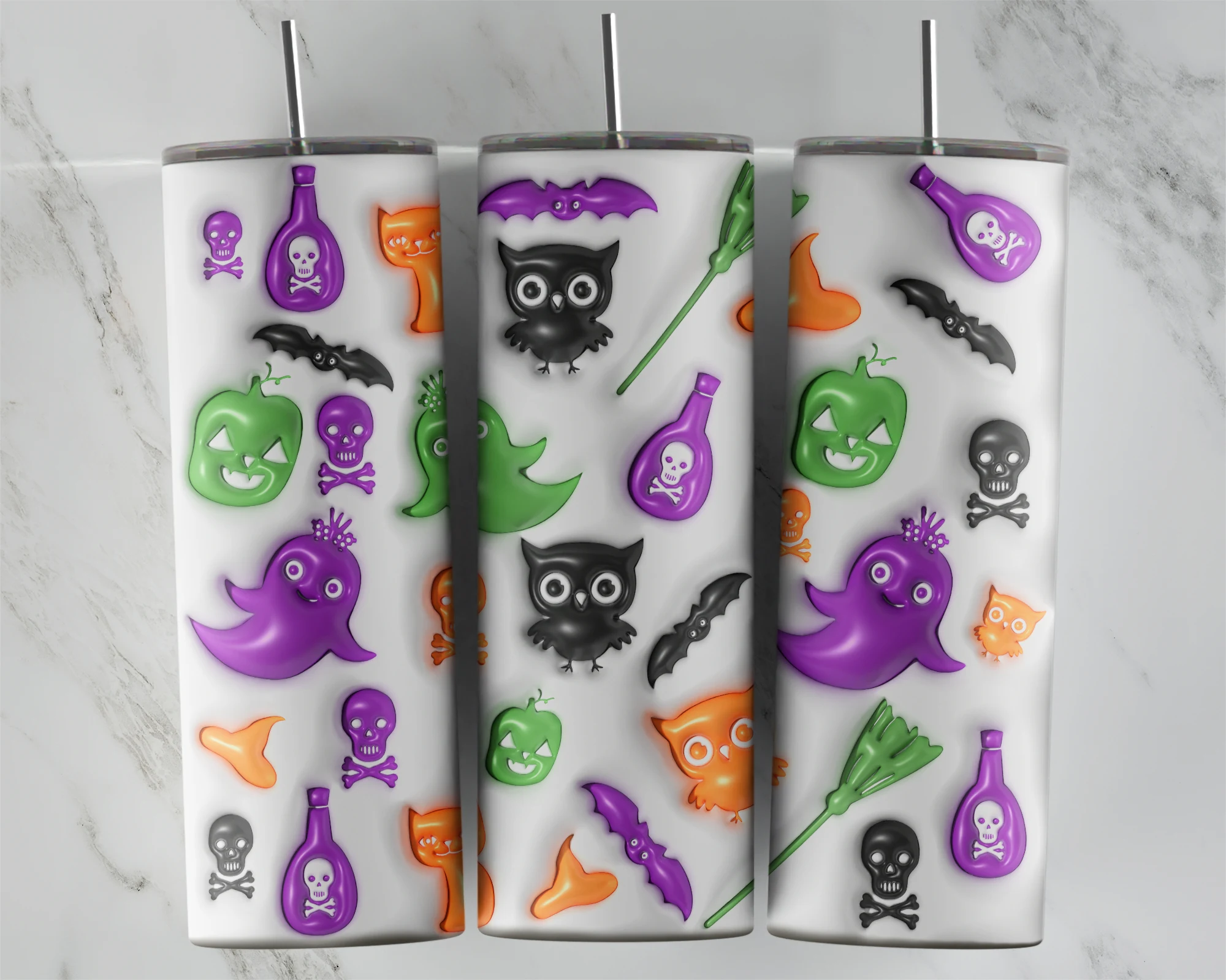 3D Inflated Owl 20 oz tumbler sublimation wrap