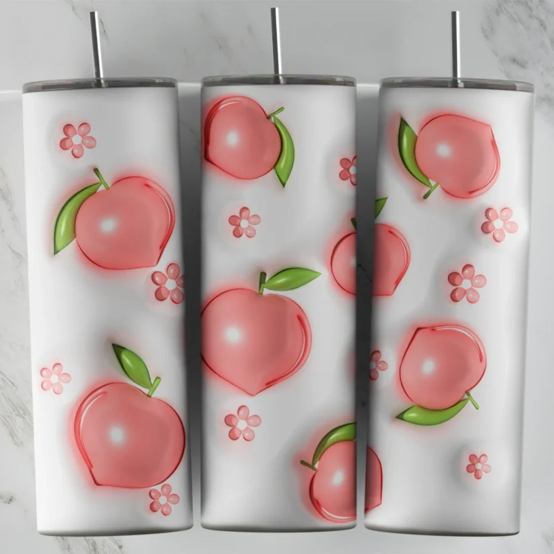 3D Inflated Peach 20 oz tumbler sublimation wrap