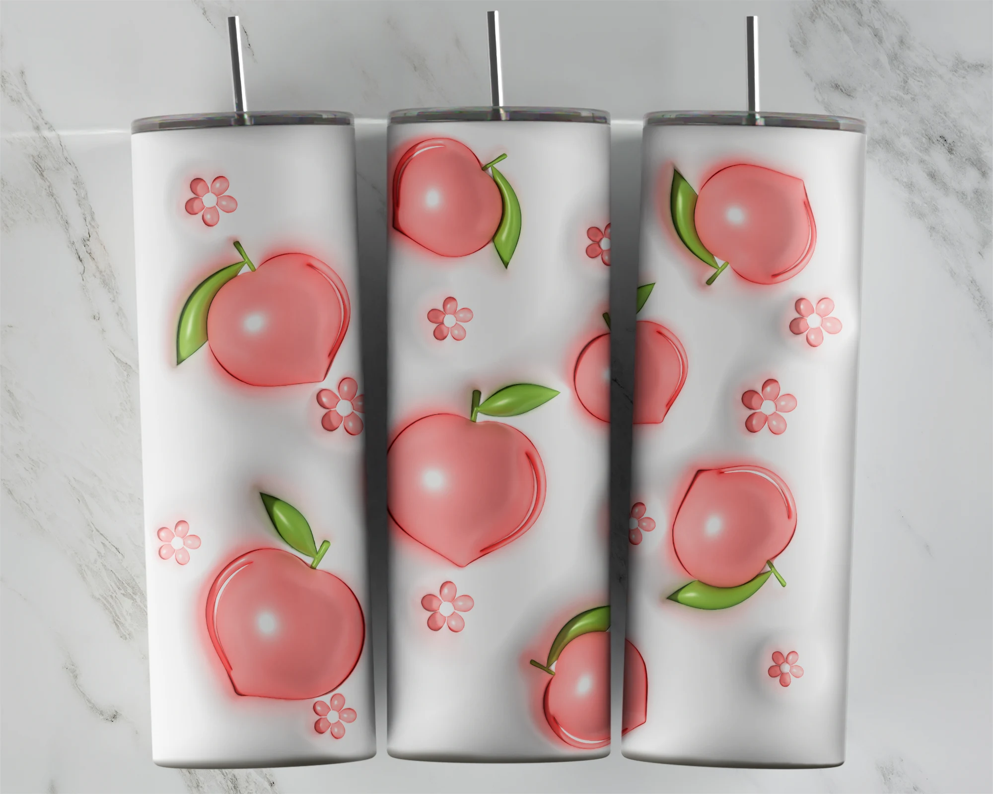 3D Inflated Peach 20 oz tumbler sublimation wrap