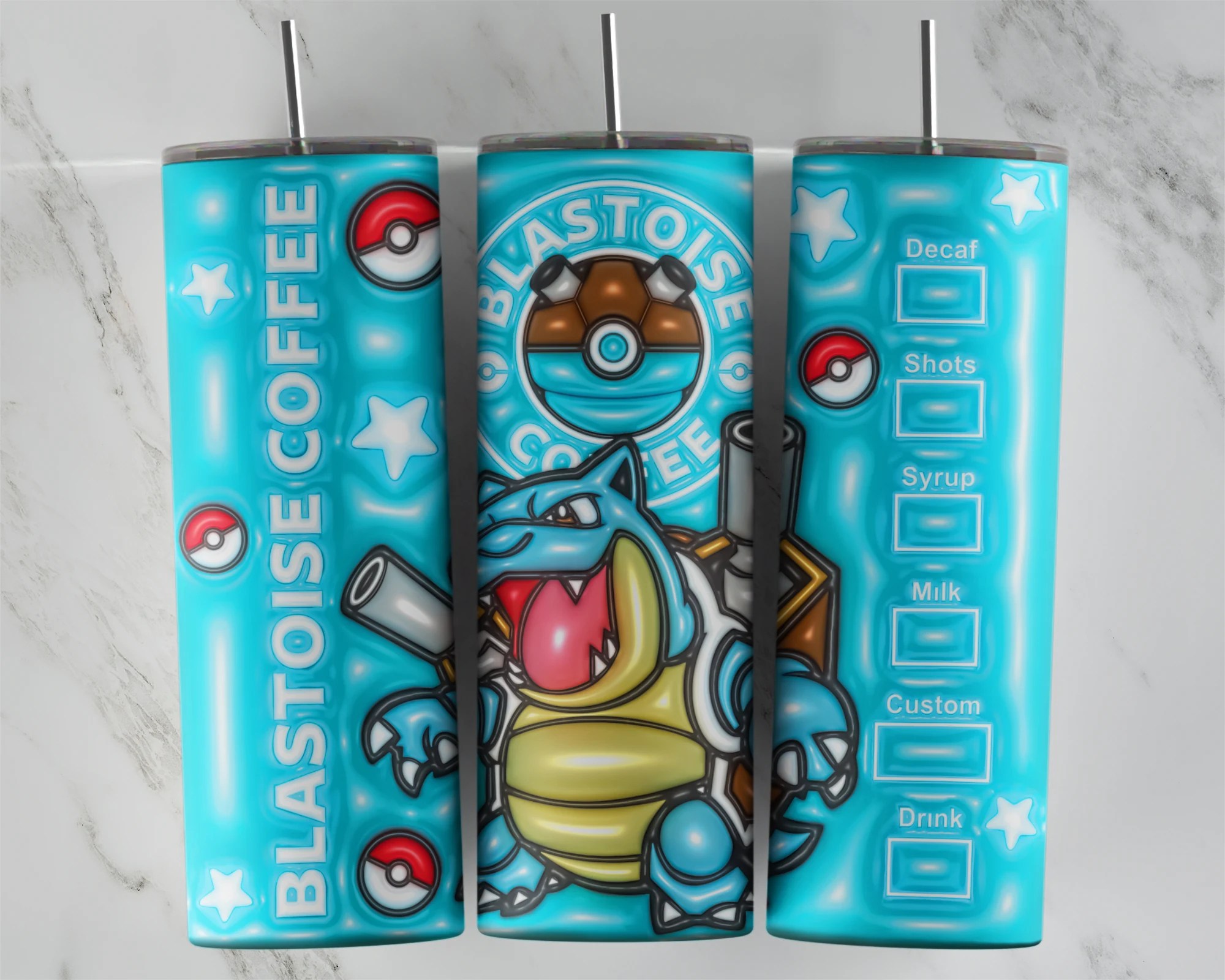 3D Inflated Pokemon 1 20 oz tumbler sublimation wrap