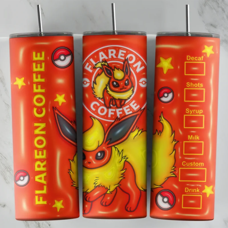 3D Inflated Pokemon 5 20 oz tumbler sublimation wrap