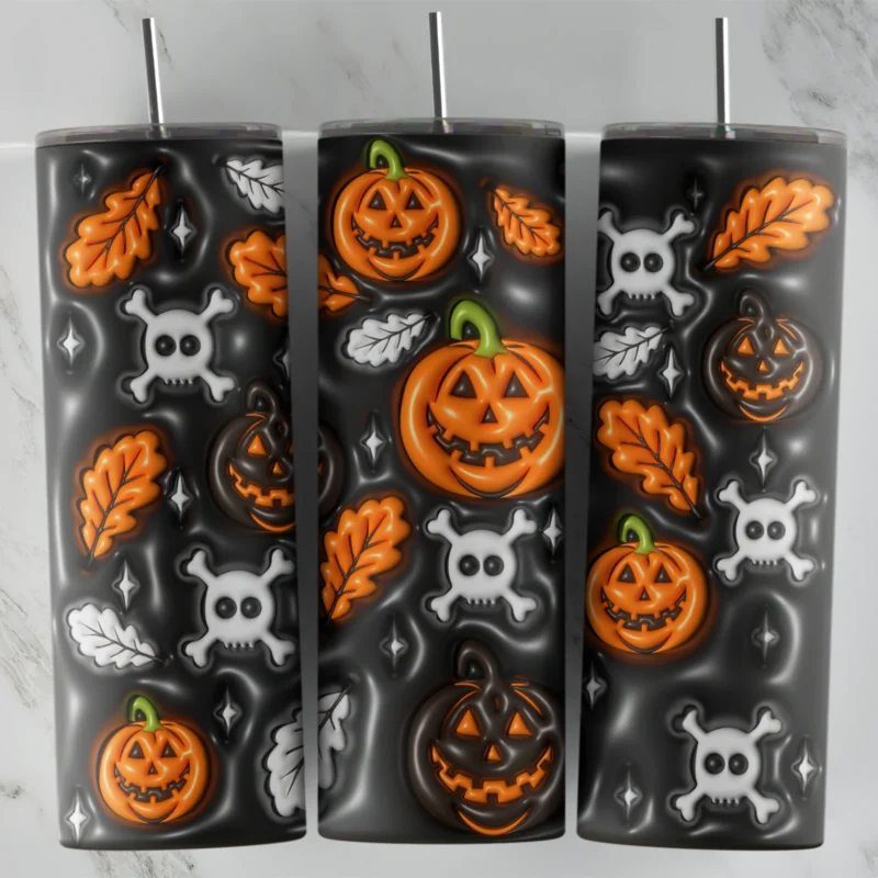 3D Inflated Pumpkin 20 oz tumbler sublimation wrap