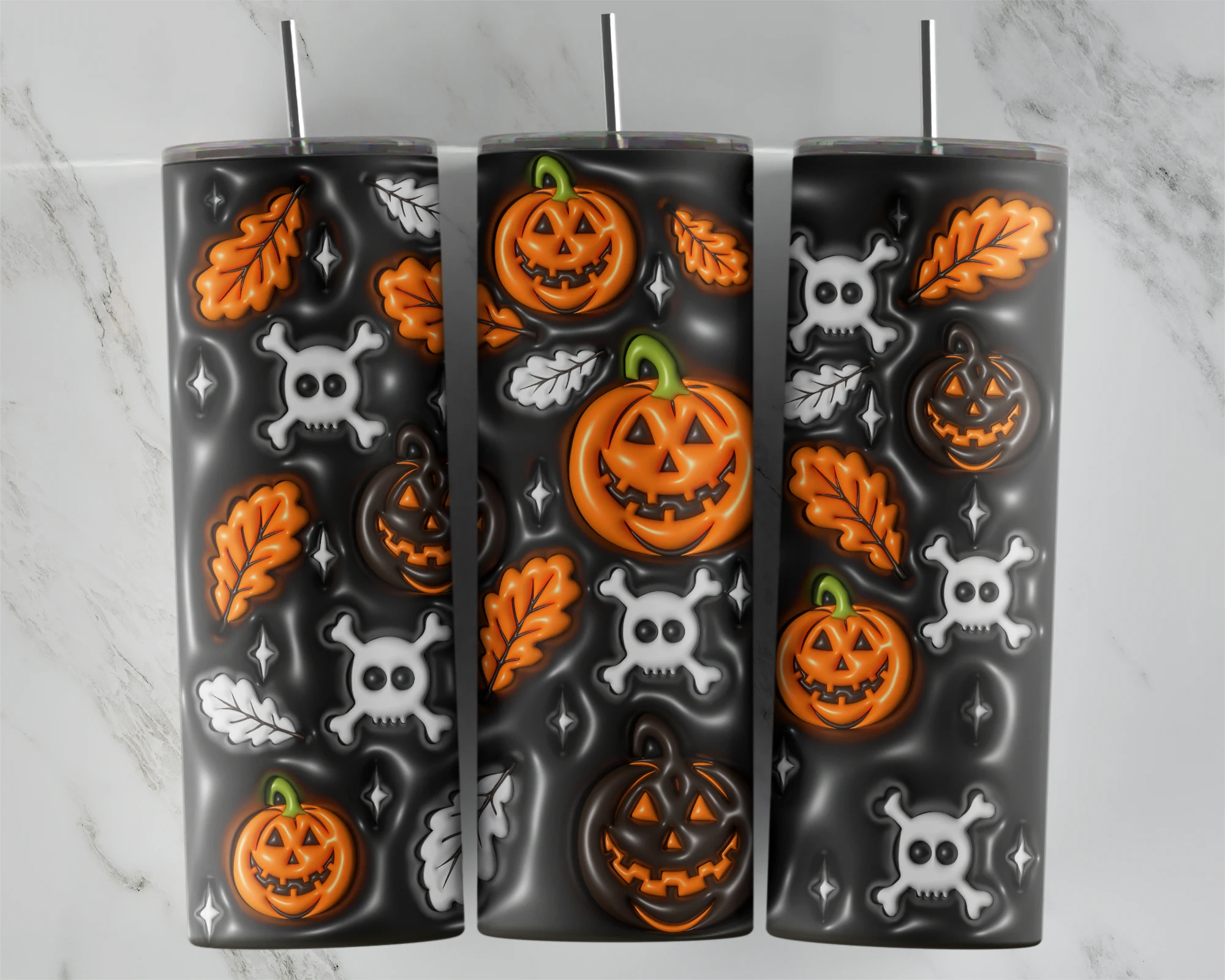 3D Inflated Pumpkin 20 oz tumbler sublimation wrap