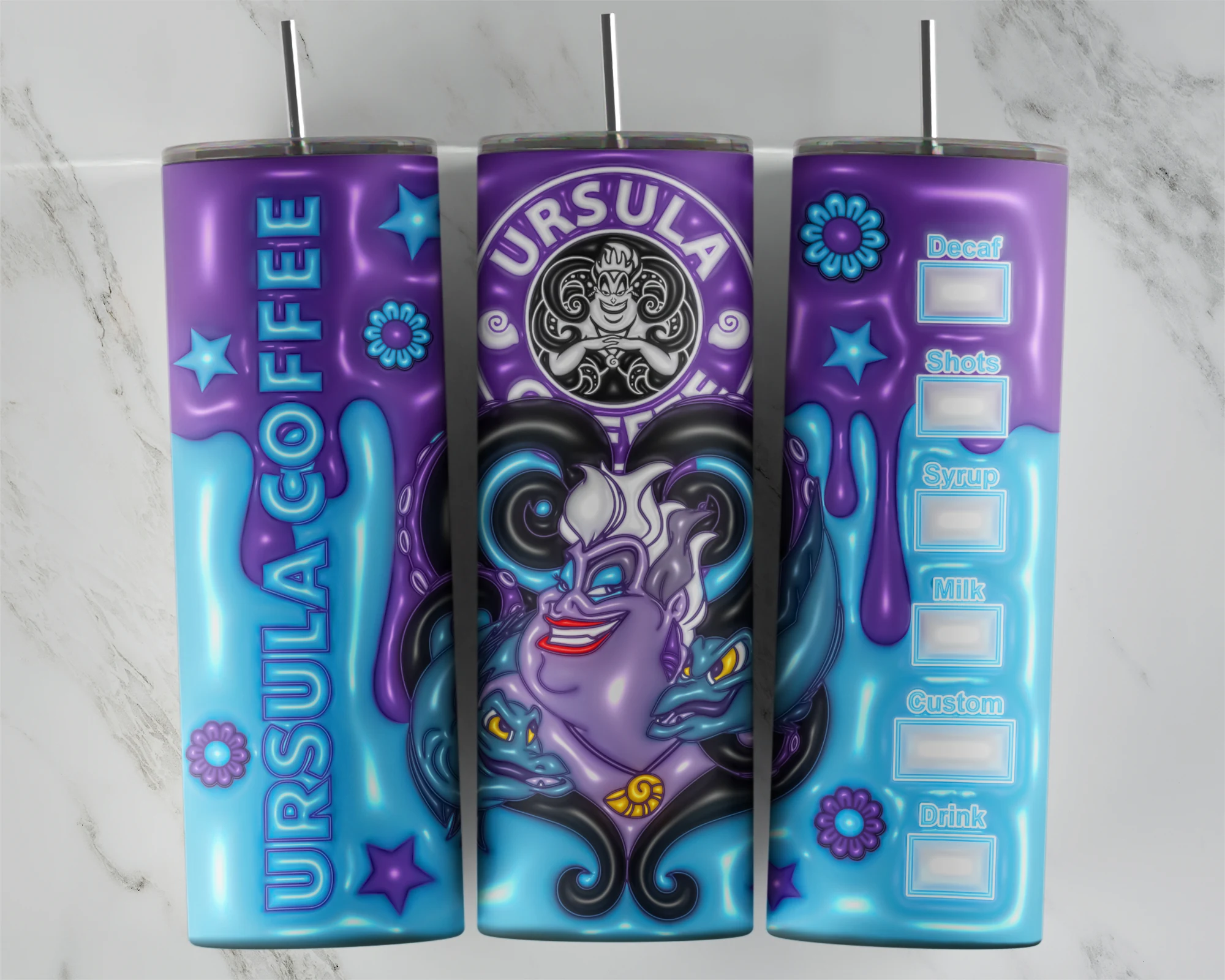 3D Inflated Starbucks 3 20 oz tumbler sublimation wrap