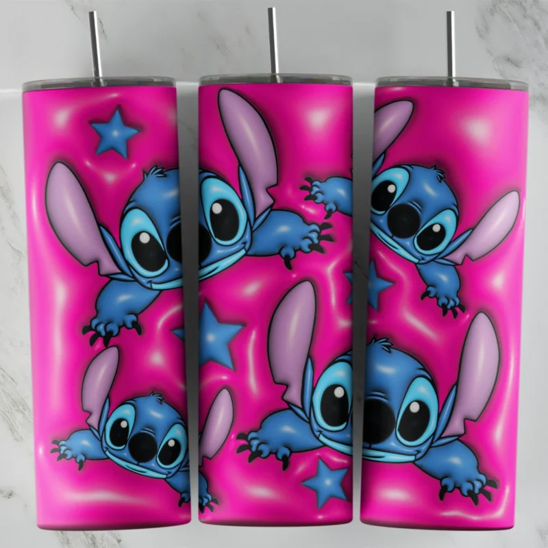 3D Inflated Stitch 1 20 oz tumbler sublimation wrap