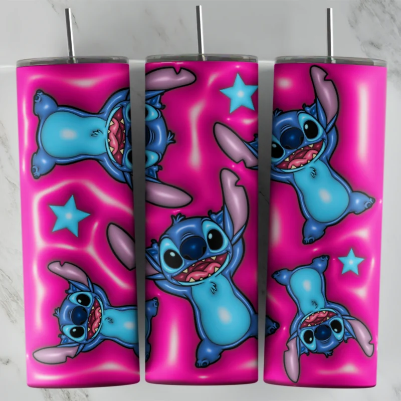 3D Inflated Stitch 4 20 oz tumbler sublimation wrap