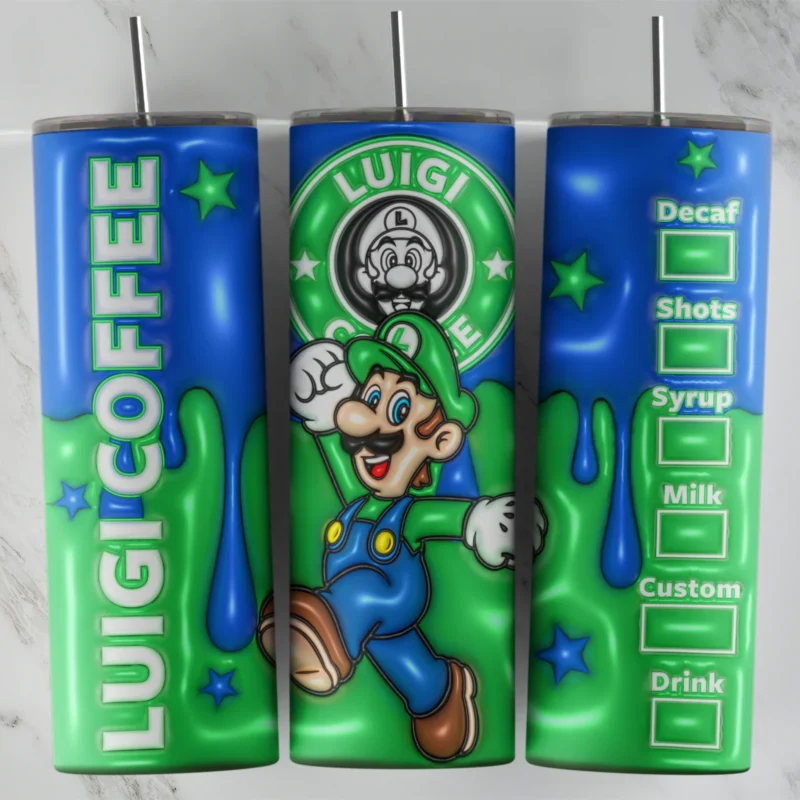 3D Inflated Super Mario 7 20 oz tumbler sublimation wrap