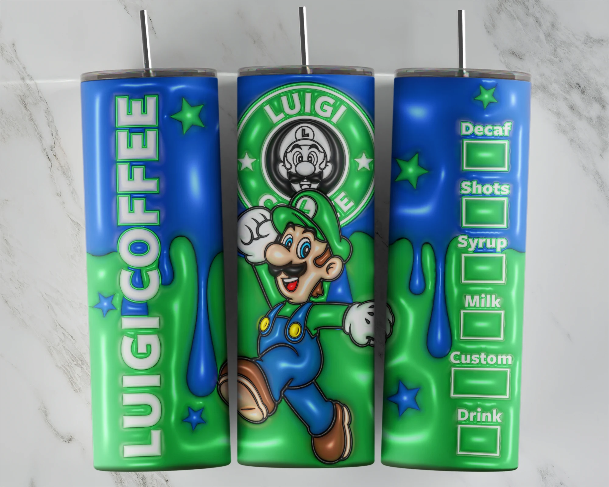 20 Oz 3D Inflated Super Mario 7 Tumbler Cup Design