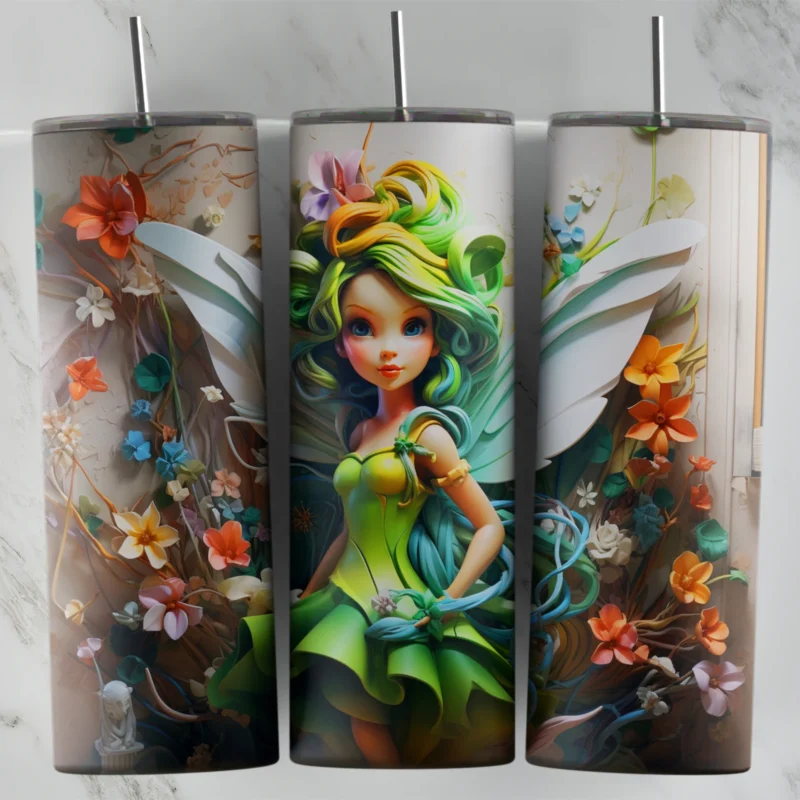 3D Inflated Tinker Bell 2 20 oz tumbler sublimation wrap