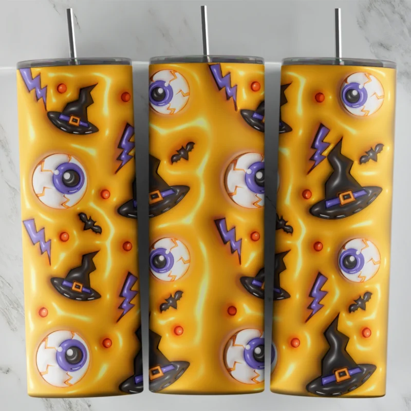 3D Inflated Witch 20 oz tumbler sublimation wrap