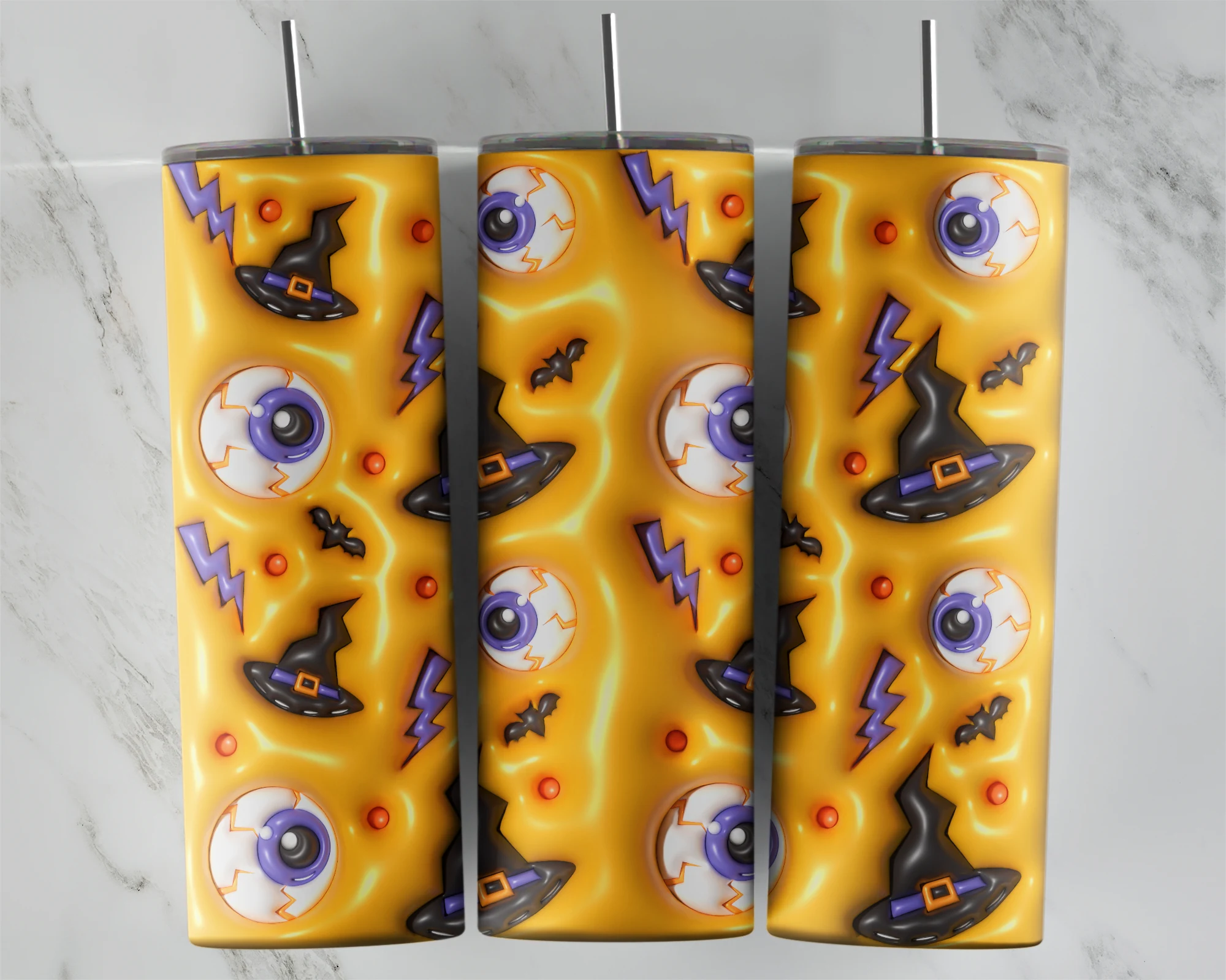 3D Inflated Witch 20 oz tumbler sublimation wrap