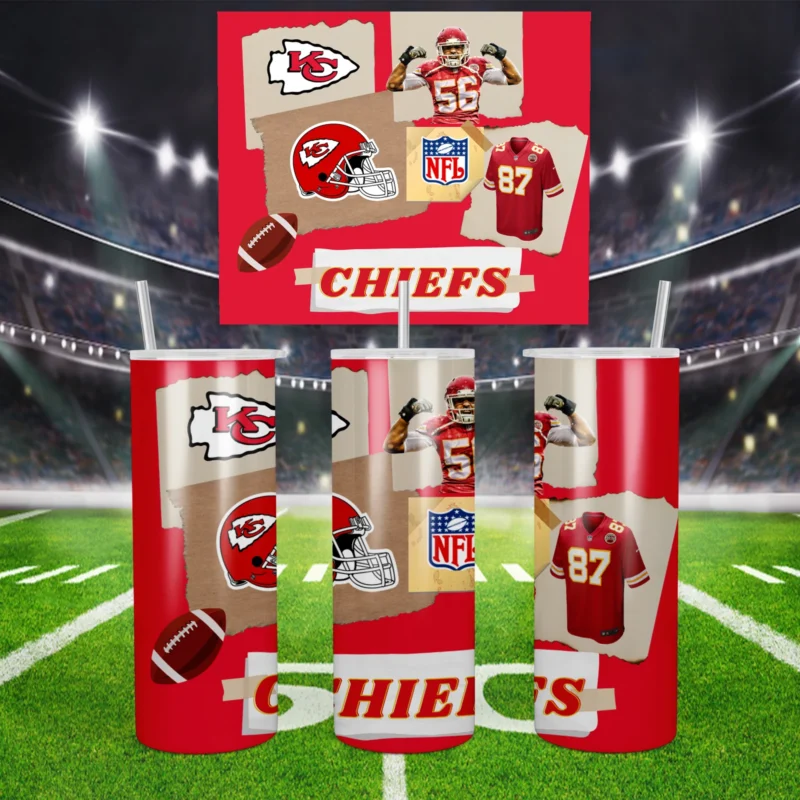 3D Kansas City Chiefs 20 oz tumbler sublimation wrap