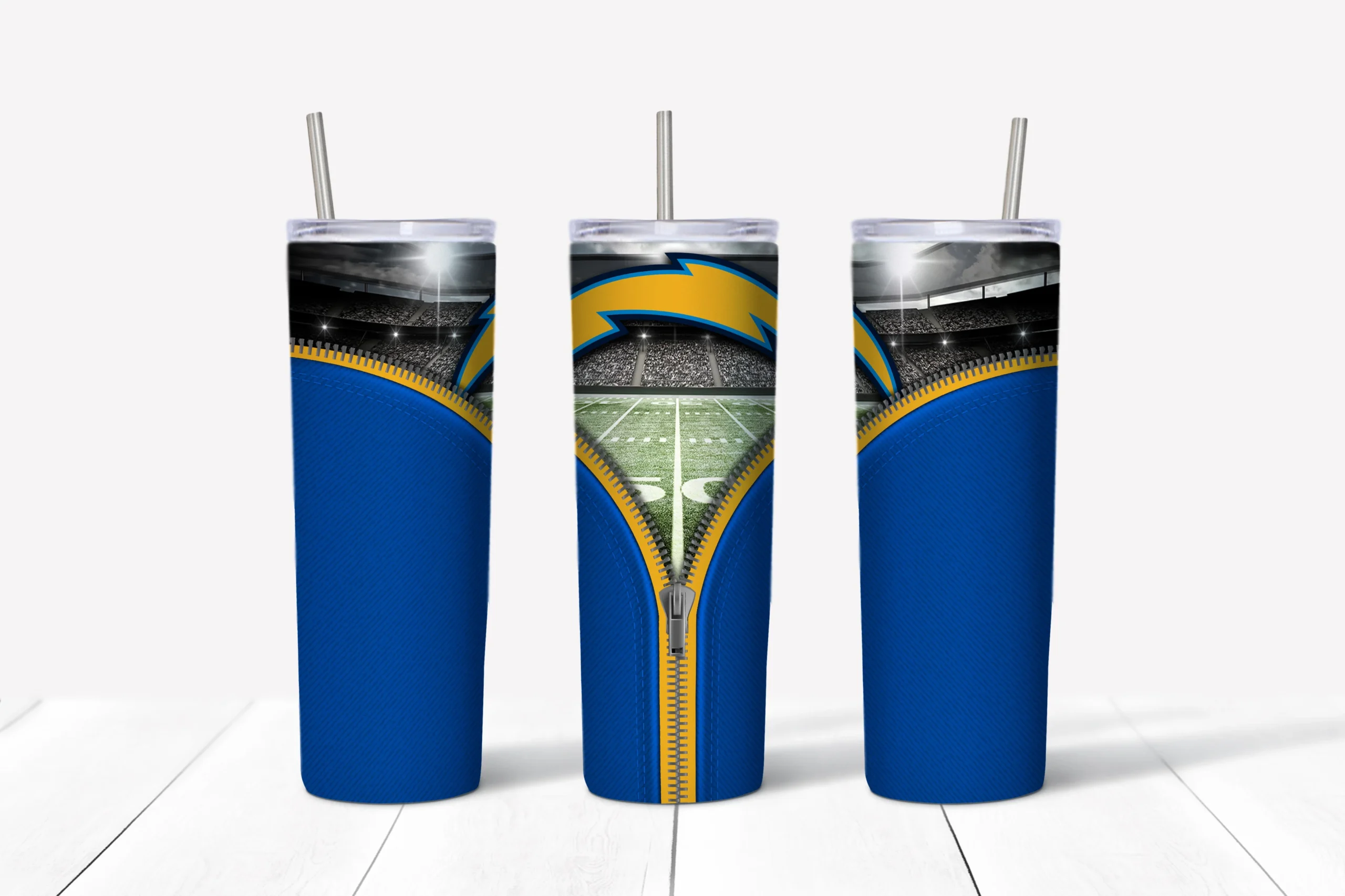 3D LA Chargers 20 oz tumbler sublimation wrap