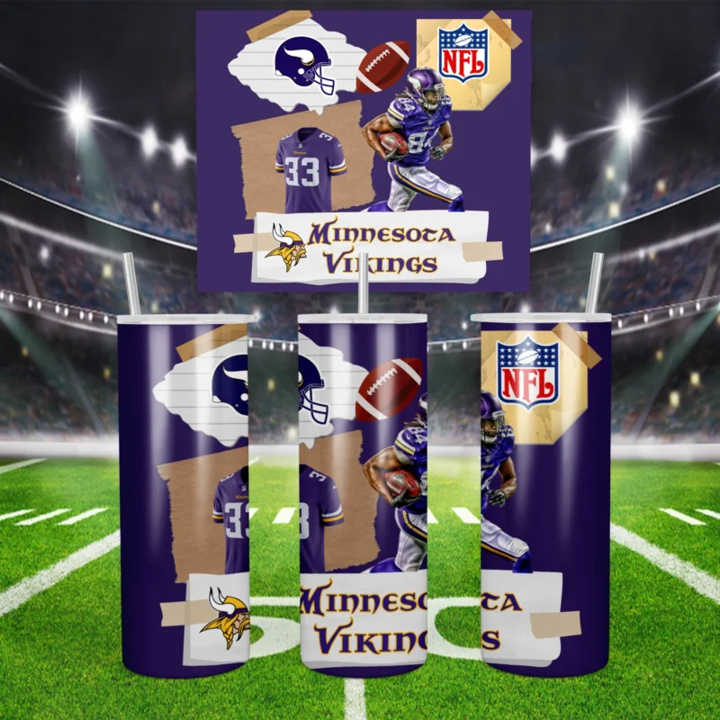 3D Minnesota Vikings 20 oz tumbler sublimation wrap