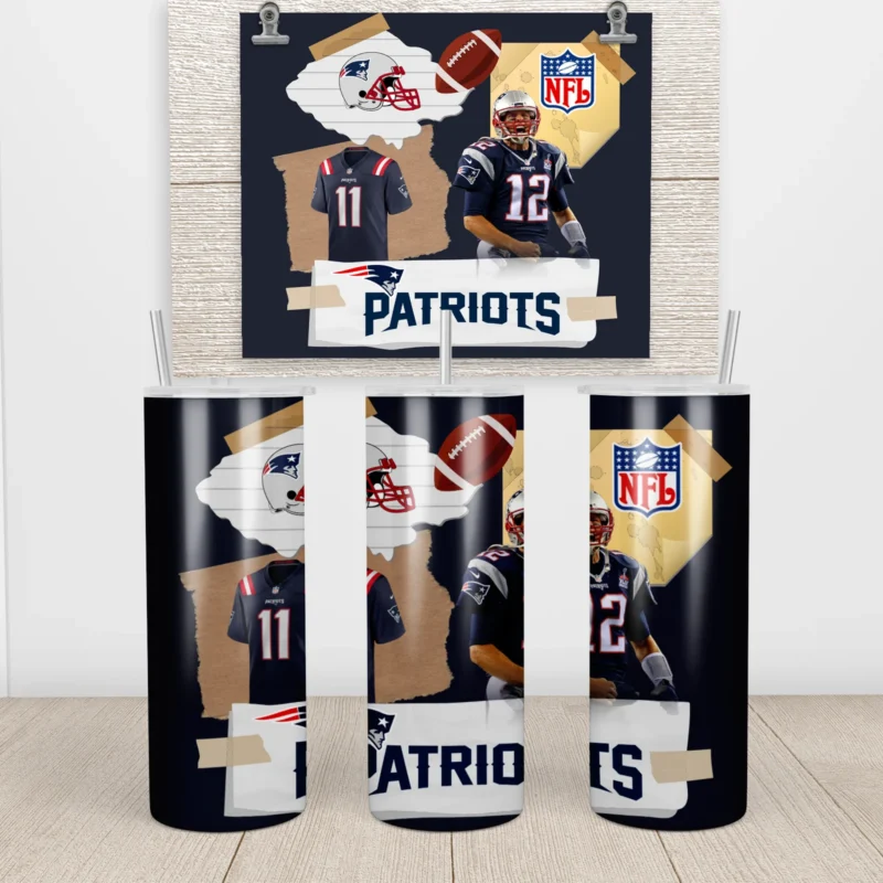 3D New England Patriots 20 oz tumbler sublimation wrap