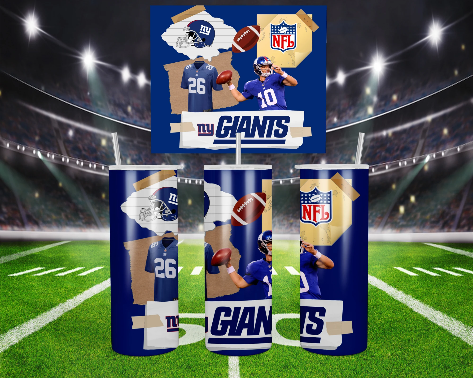 3D New York Giants 20 oz tumbler sublimation wrap