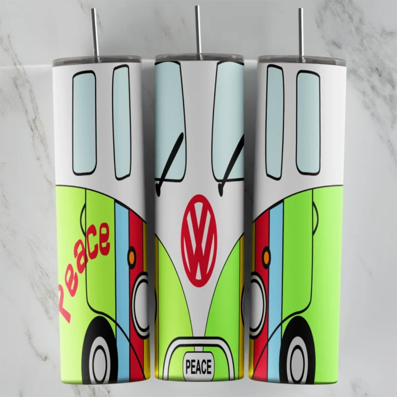 20 Oz Car Green VW Bus Front Tumbler Cup Design