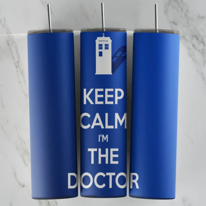 20 Oz Doctor Blue Keep Calm Tardis Tumbler Cup Design