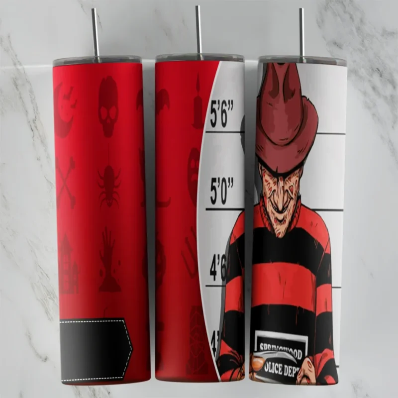 20 Oz Freddy Red Striped Sweater Tumbler Cup Design