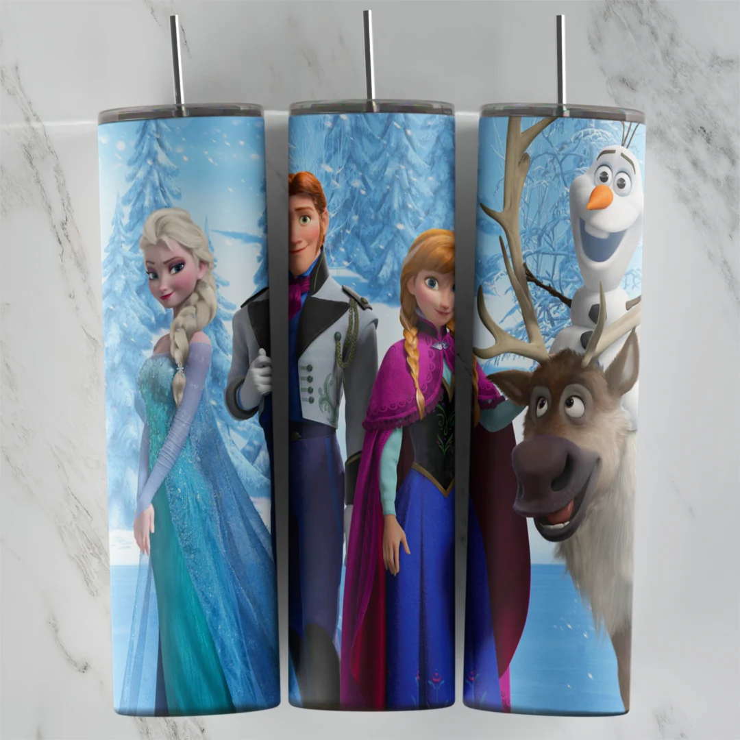 20 Oz Frozen Elsa Hans and Olaf Tumbler Cup Design