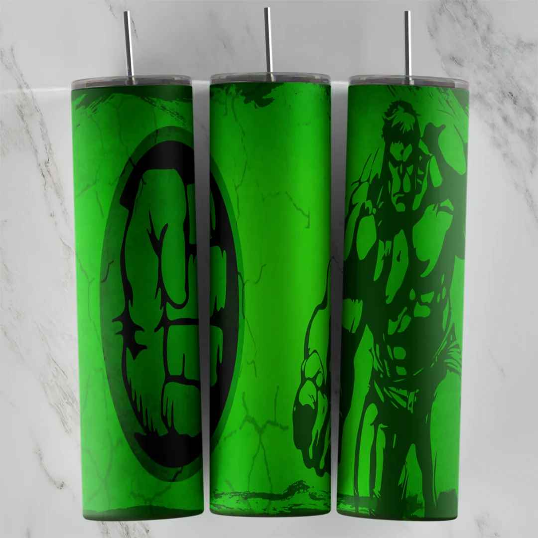20 Oz Hulk Fist Symbol and Figure Tumbler Cup Design