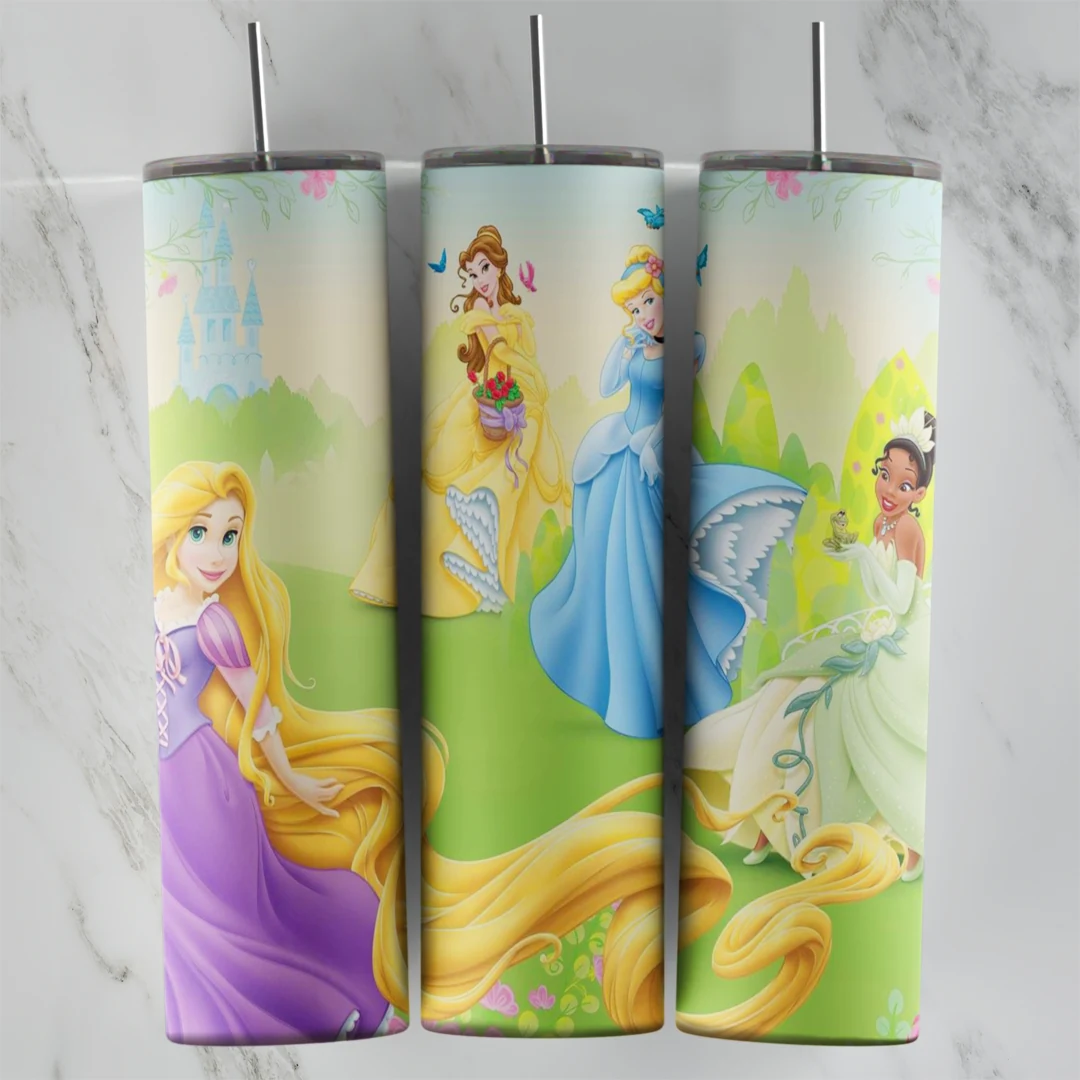 20 Oz Princess Tiana Belle and Friends Tumbler Cup Design