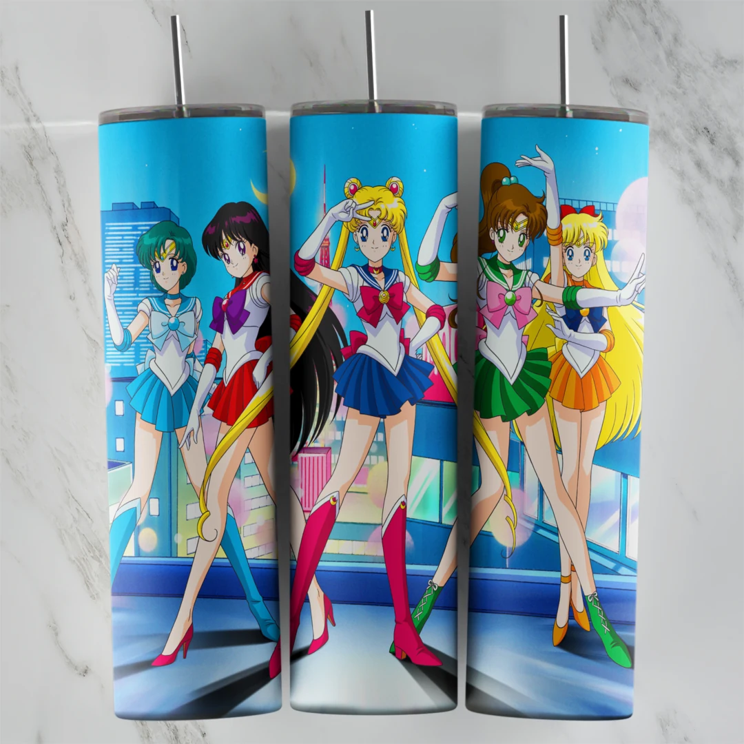 20 Oz Sailor Moon Salute Pose Blue Tumbler Cup Design