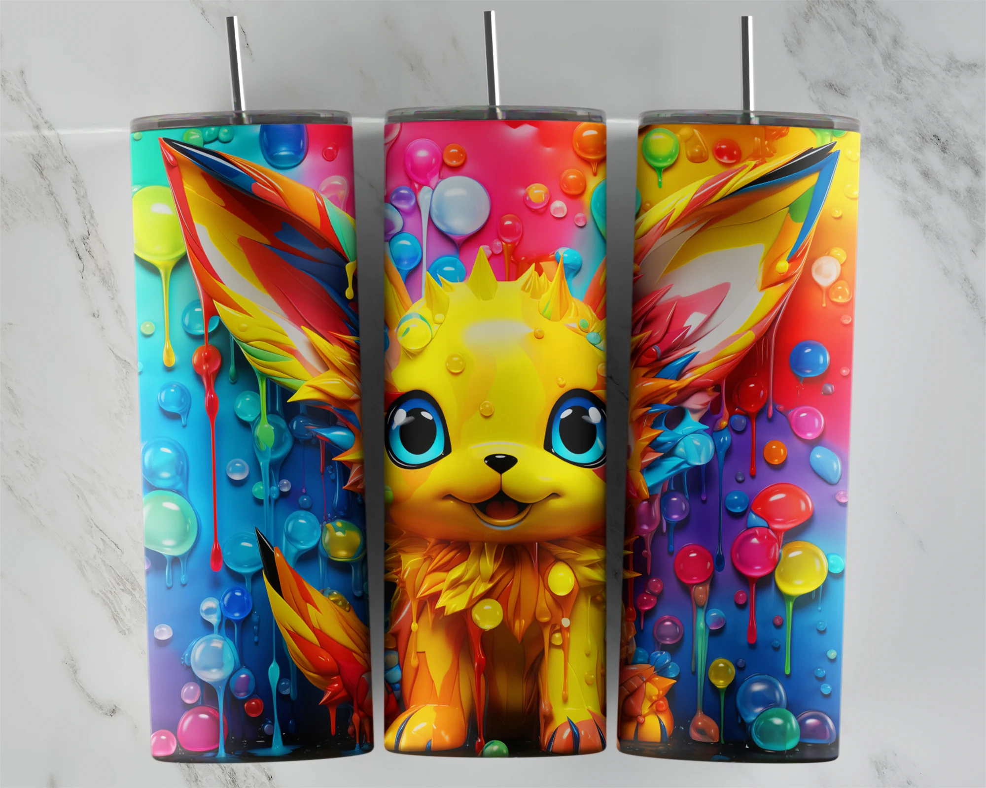 Stained Glass Pokemon 1 20 oz tumbler sublimation wrap