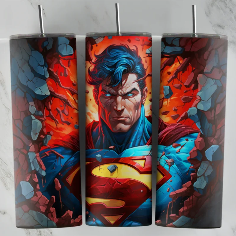 Stained Glass Superman 2 20 oz tumbler sublimation wrap