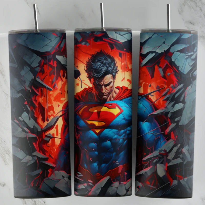 Stained Glass Superman 20 oz tumbler sublimation wrap