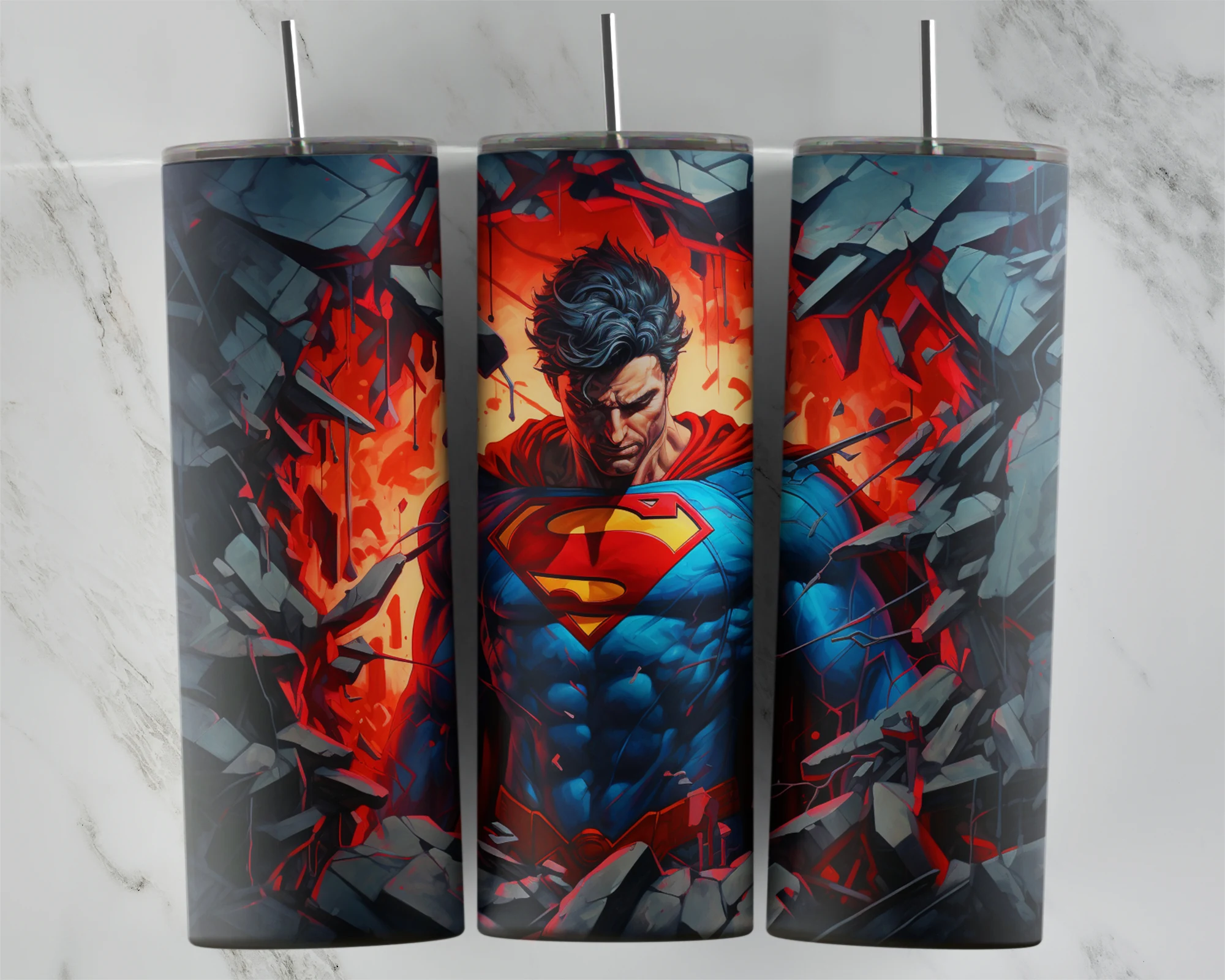 Stained Glass Superman 20 oz tumbler sublimation wrap