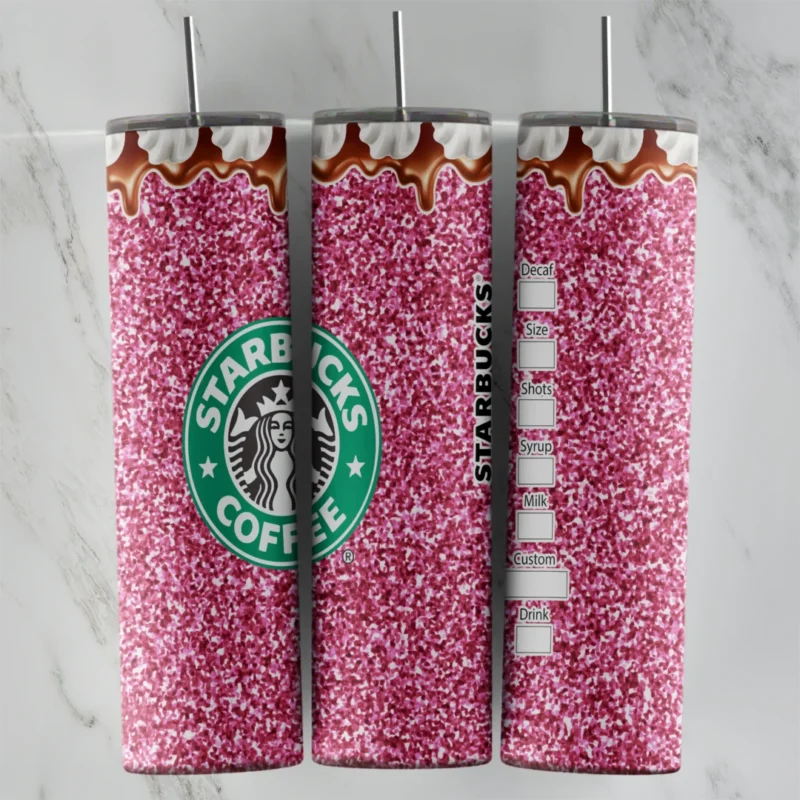 20 Oz Starbucks Glitter and Chocolate Drip Tumbler Cup Design