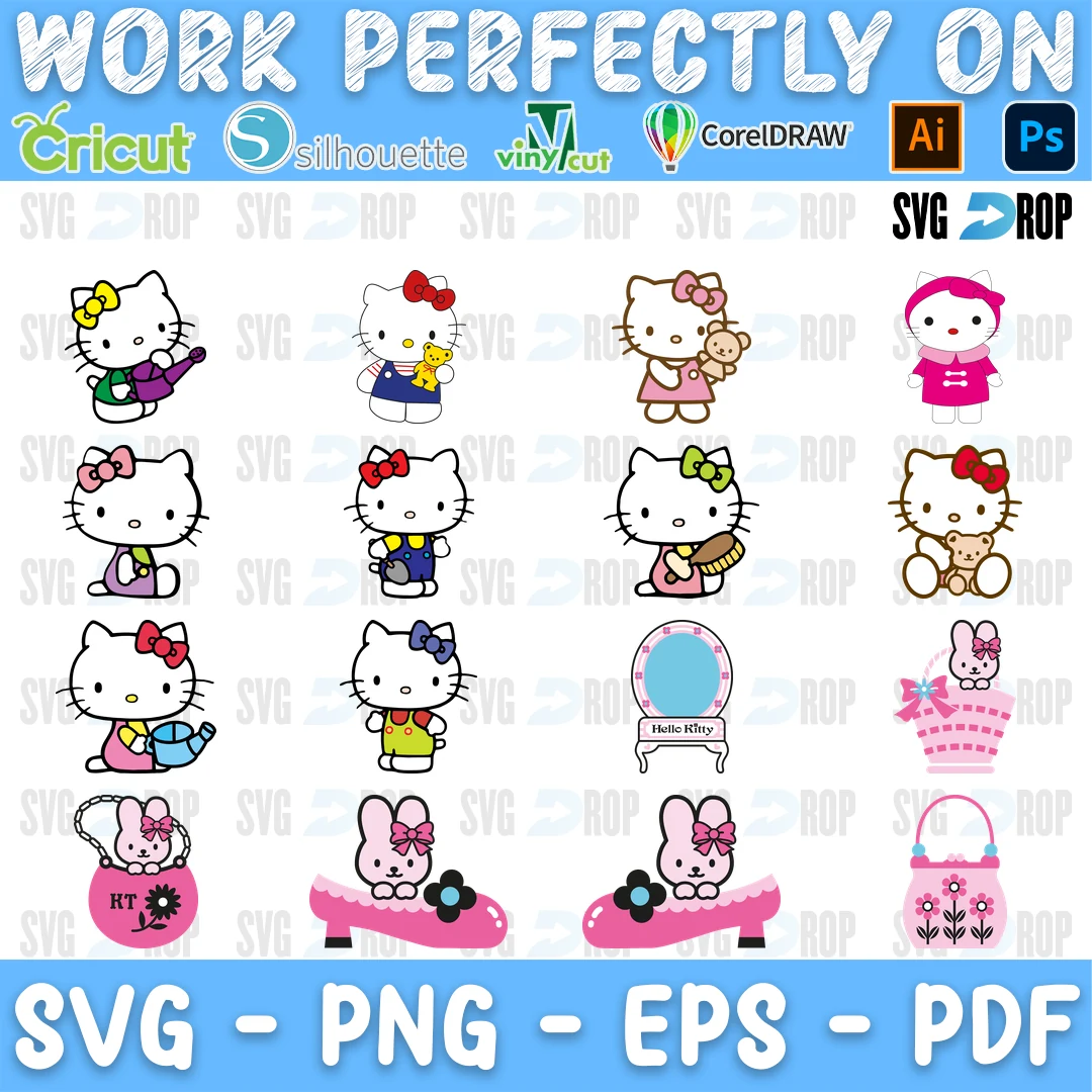 Hello Kitty Handbag and Slippers Bundle SVG