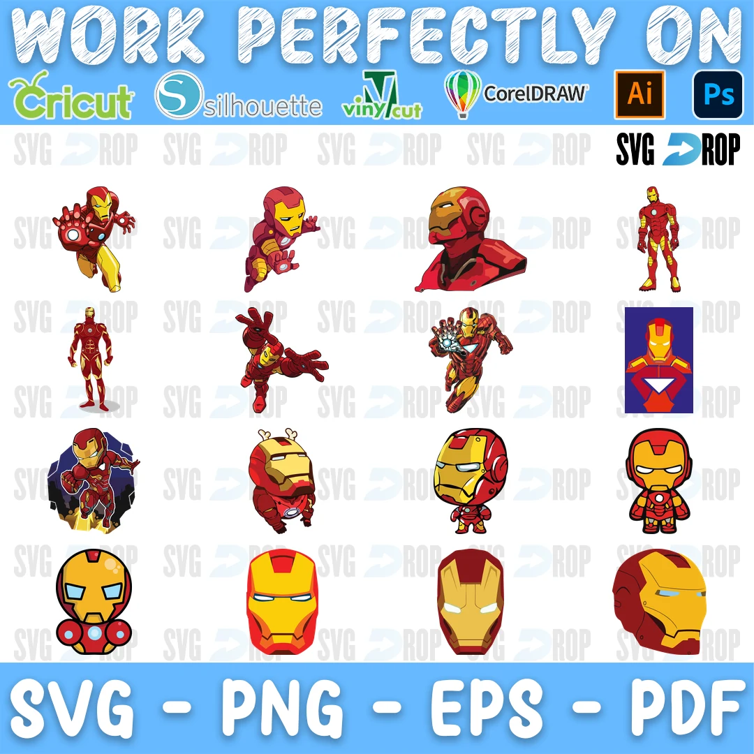 Iron Man Full Color Poses Bundle SVG