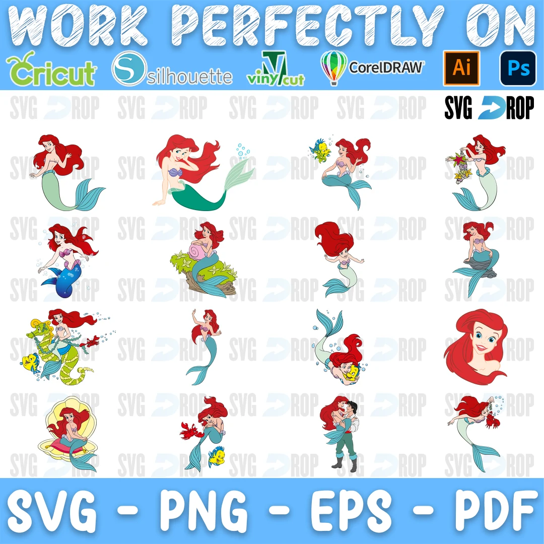 Little Mermaid Ariel Bundle SVG