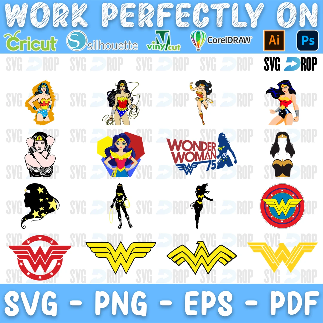 Wonder Woman Mini Figures and Emblems Bundle SVG