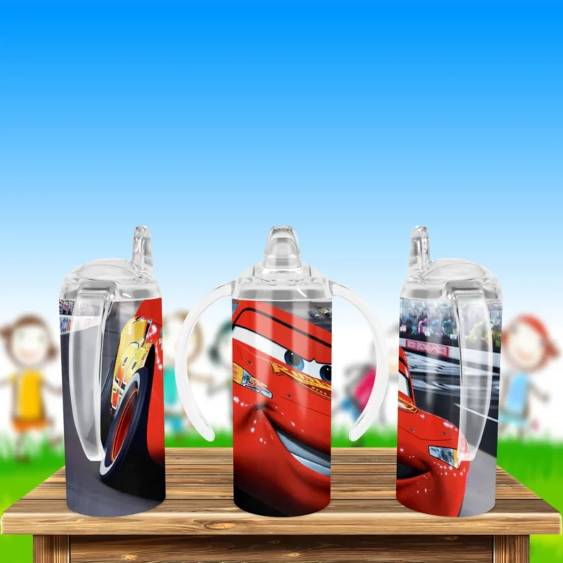 Cars Lightning McQueen Sippy Cup Design 12 oz sippy cup sublimation wrap