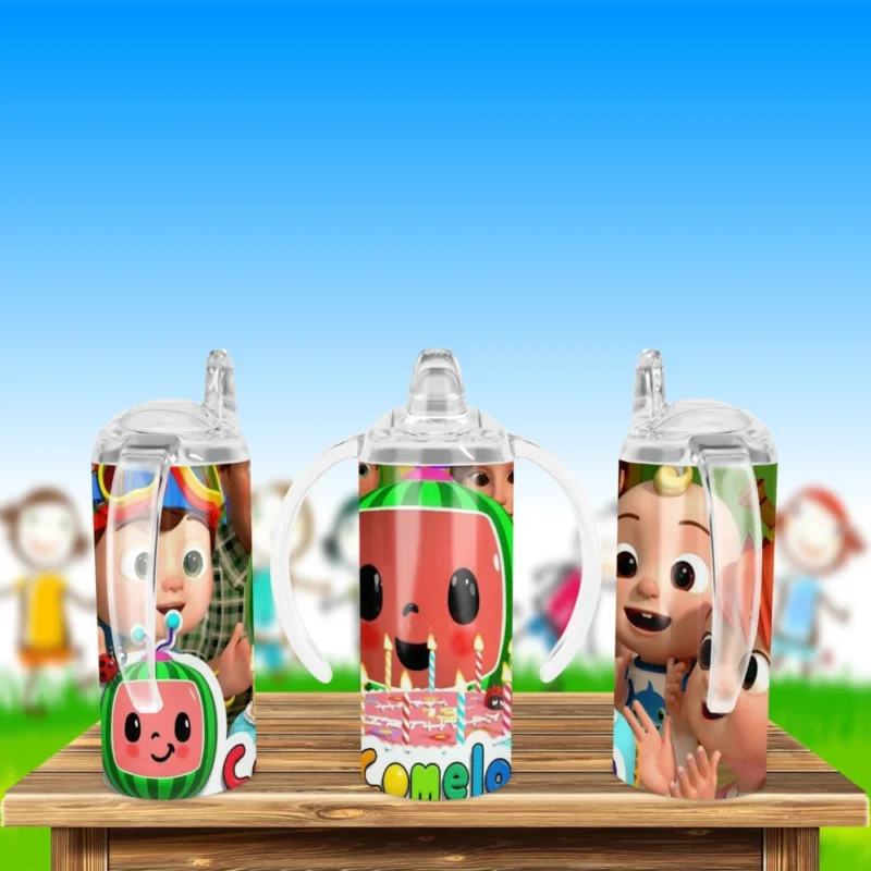 Cocomelon Birthday Candles Sippy Cup Design 12 oz sippy cup sublimation wrap