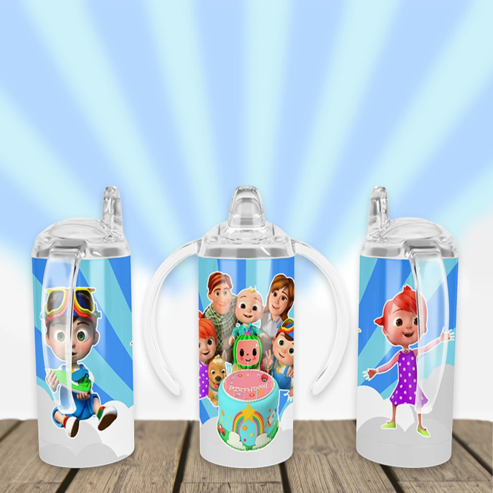 Cocomelon Birthday Party Sippy Cup Design 12 oz sippy cup sublimation wrap