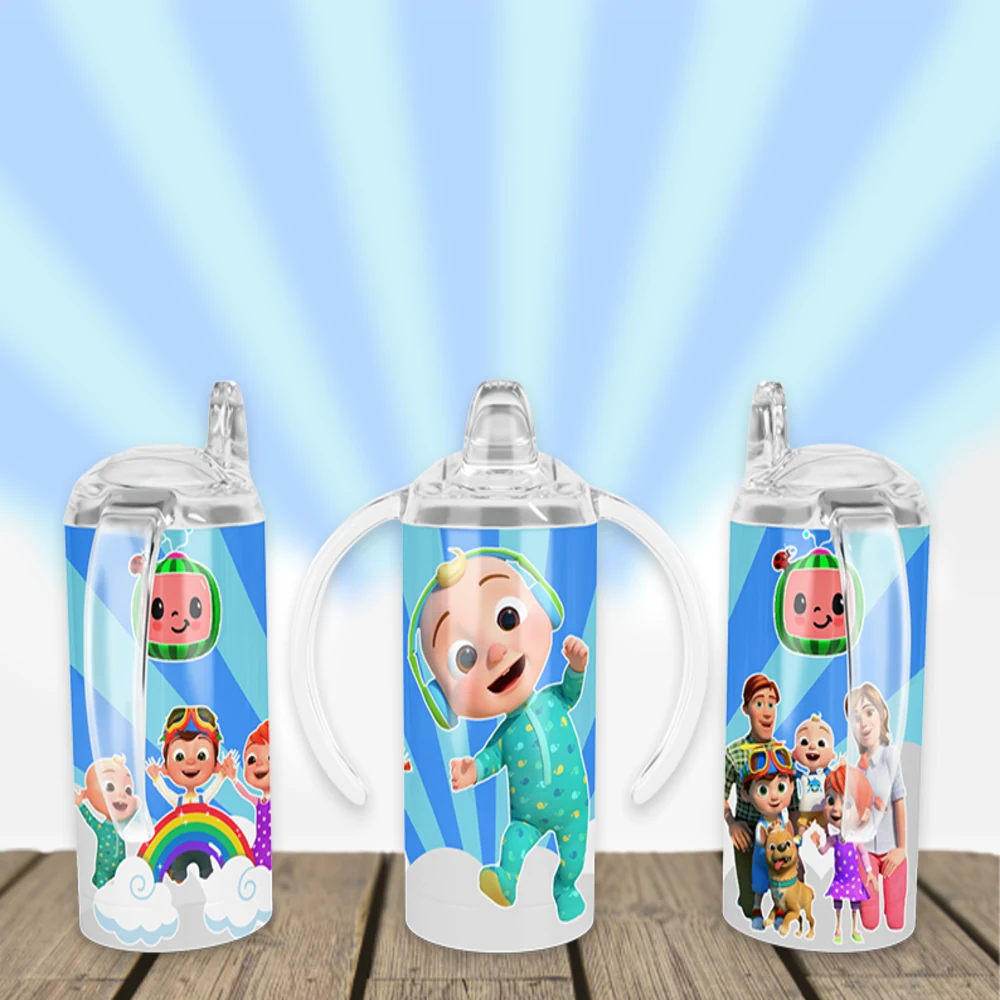 Cocomelon JJ and Family Sippy Cup Design 12 oz sippy cup sublimation wrap