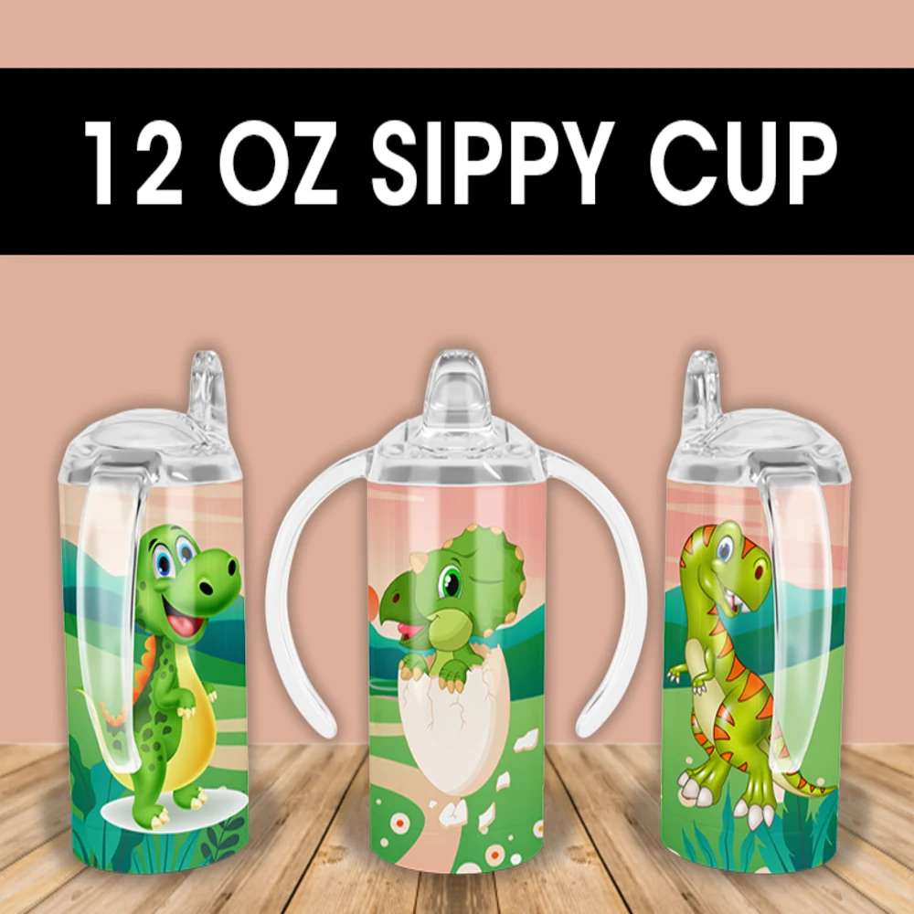 Dinosaur Baby Egg Sippy Cup Design 12 oz sippy cup sublimation wrap