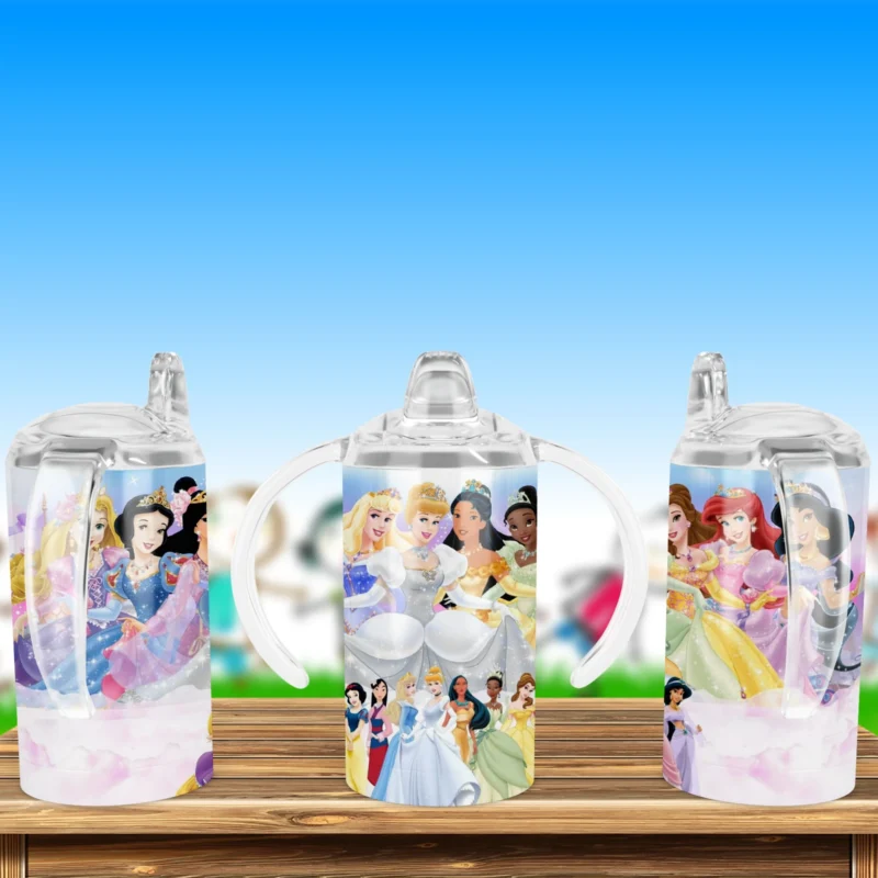 Disney Princess All Princesses Sippy Cup Design 12 oz sippy cup sublimation wrap
