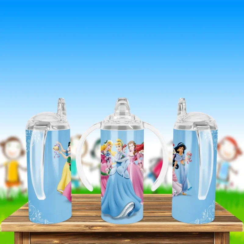 Disney Princess Christmas Sippy Cup Design 12 oz sippy cup sublimation wrap