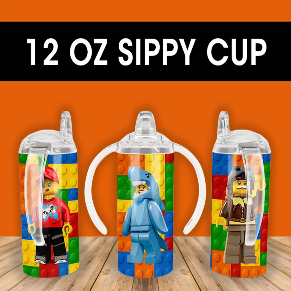 Lego Minifigures Sippy Cup Design 12 oz sippy cup sublimation wrap