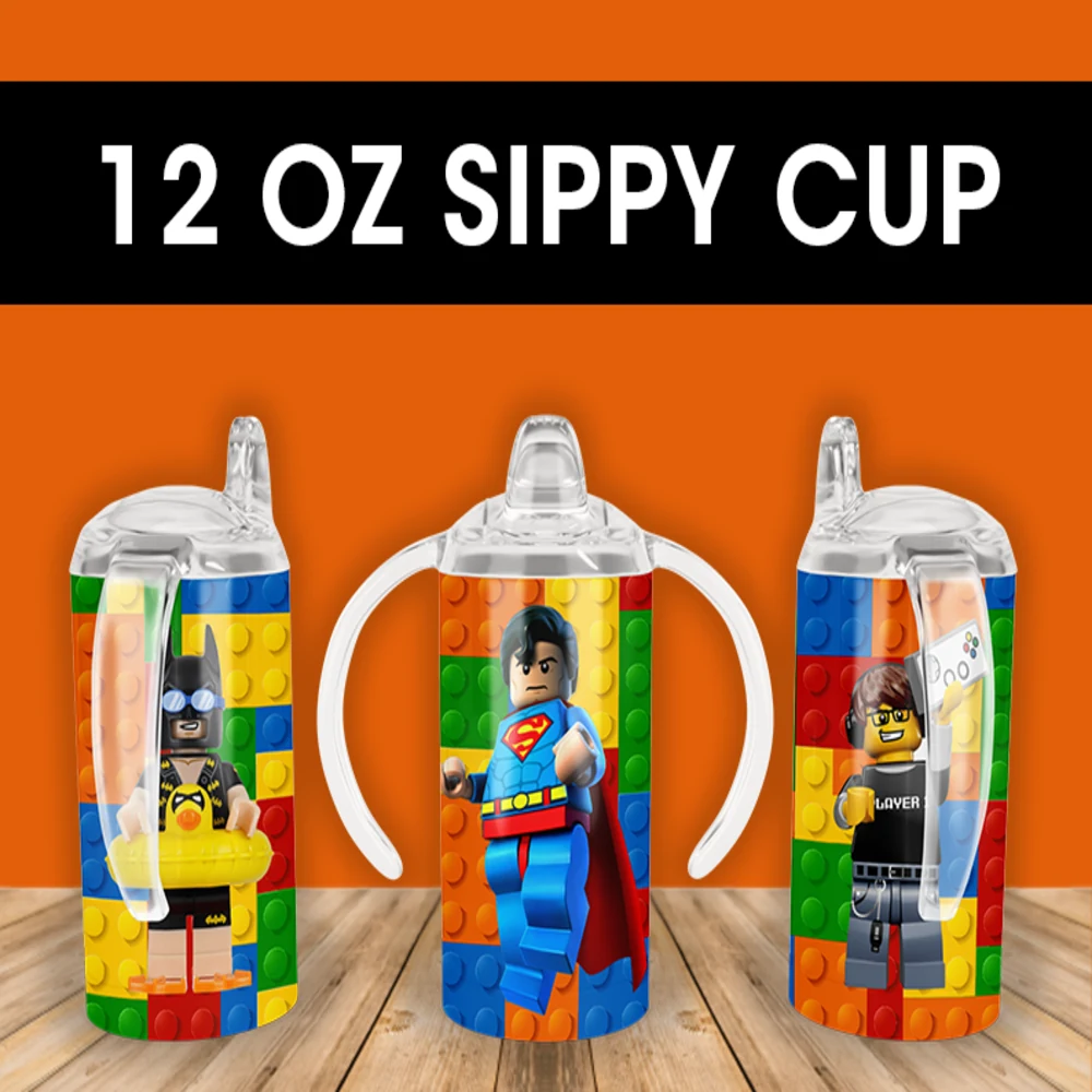 Lego Superheroes Sippy Cup Design 12 oz sippy cup sublimation wrap