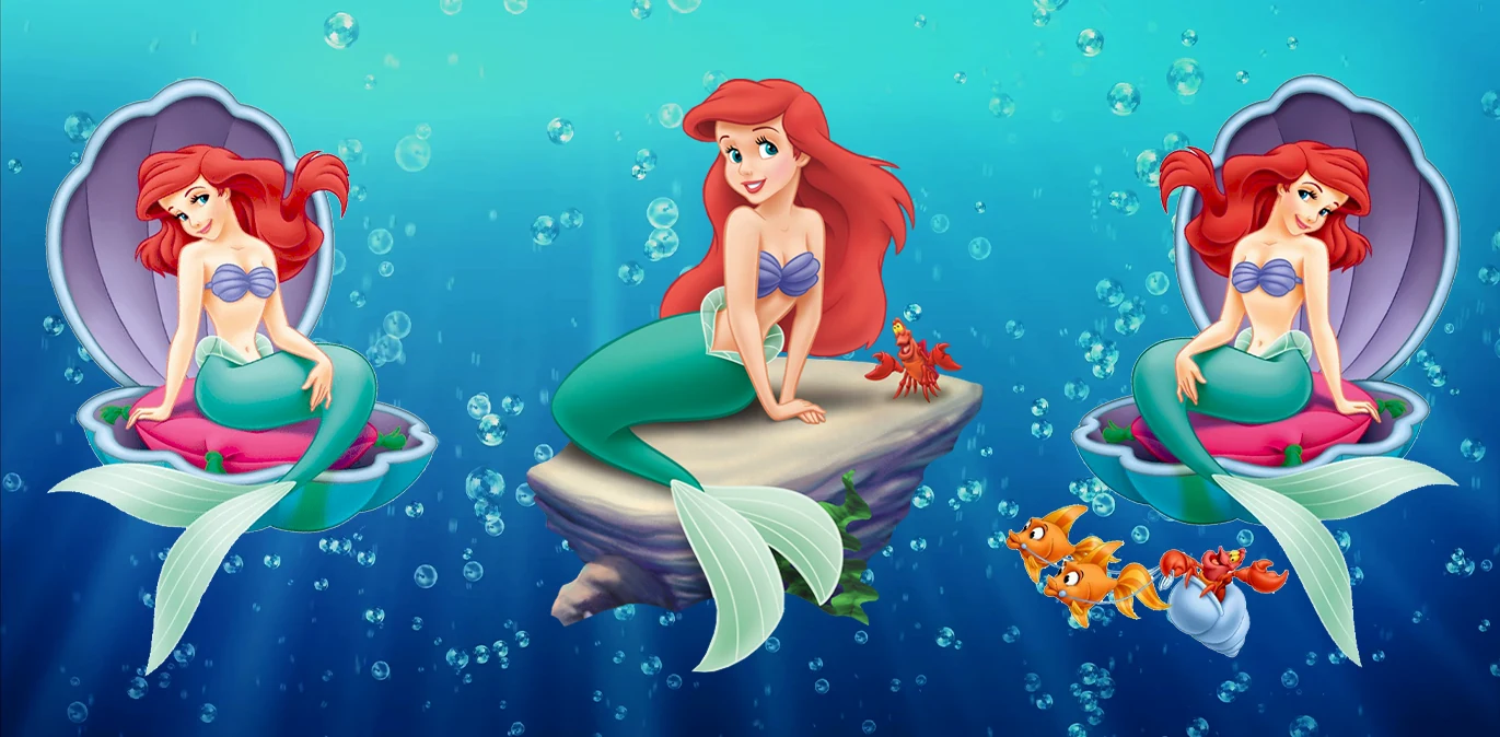 Little Mermaid Ariel and Sebastian Sippy Cup Design 12 oz sippy cup sublimation wrap